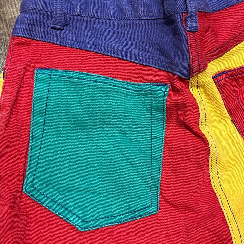 Zana-Di -90’s Rainbow Color Block Patch High Rise Tapered Leg Skinny Jeans - Picture 8 of 10